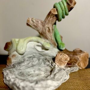 Decorative Tree Branch snakes vessel for fish bowl with Green Accents. Rare.